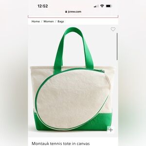 NWT J.Crew Montauk Tennis Tote in Nylon - Kelly Green